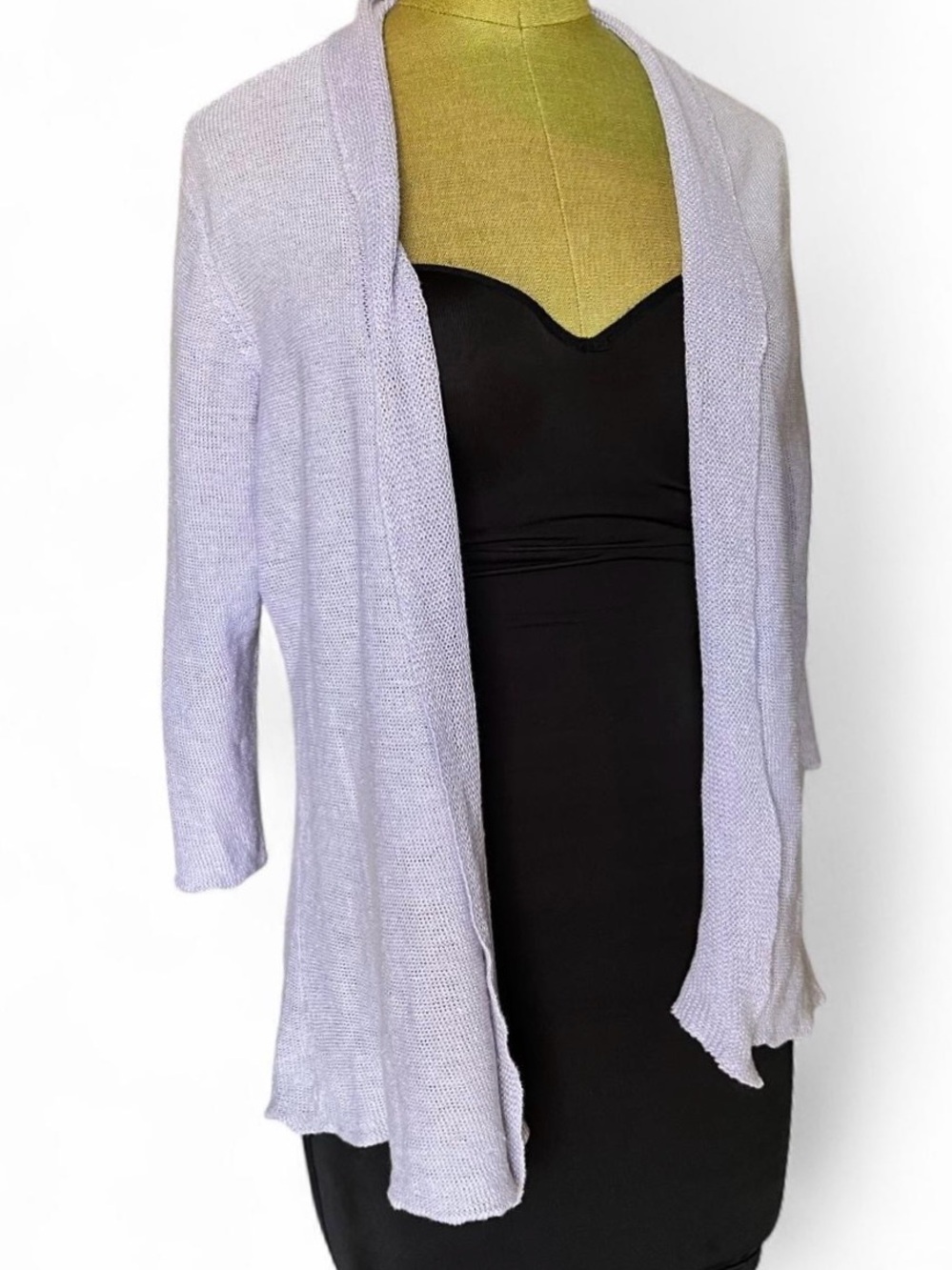 Eileen Fisher 100% Hemp Open Front Cardigan Sweater Grey Knit